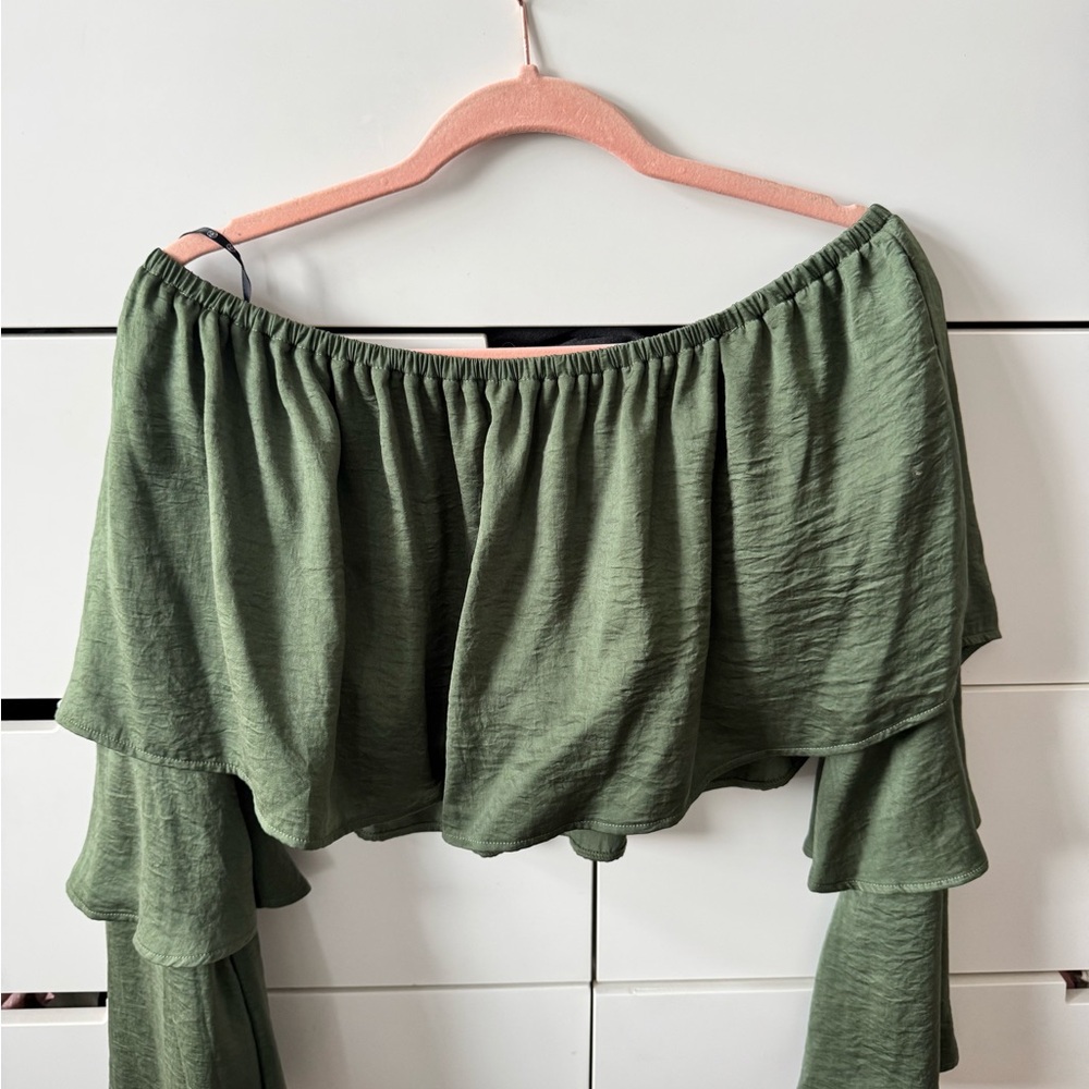 Missguided Olive Off-Shoulder Blouse